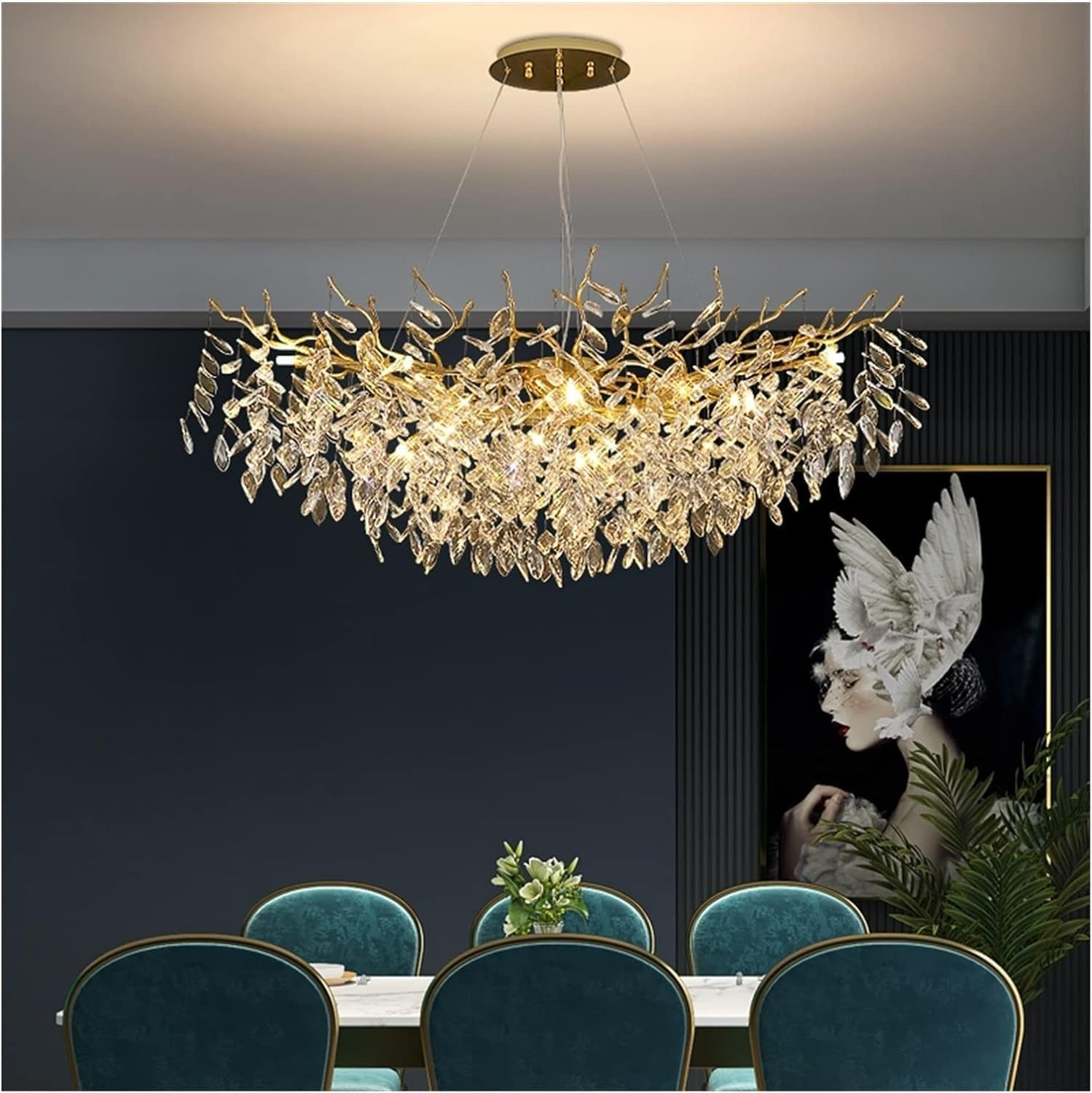 Adjustable Minimalist Aluminum & Crystal Pendant Light