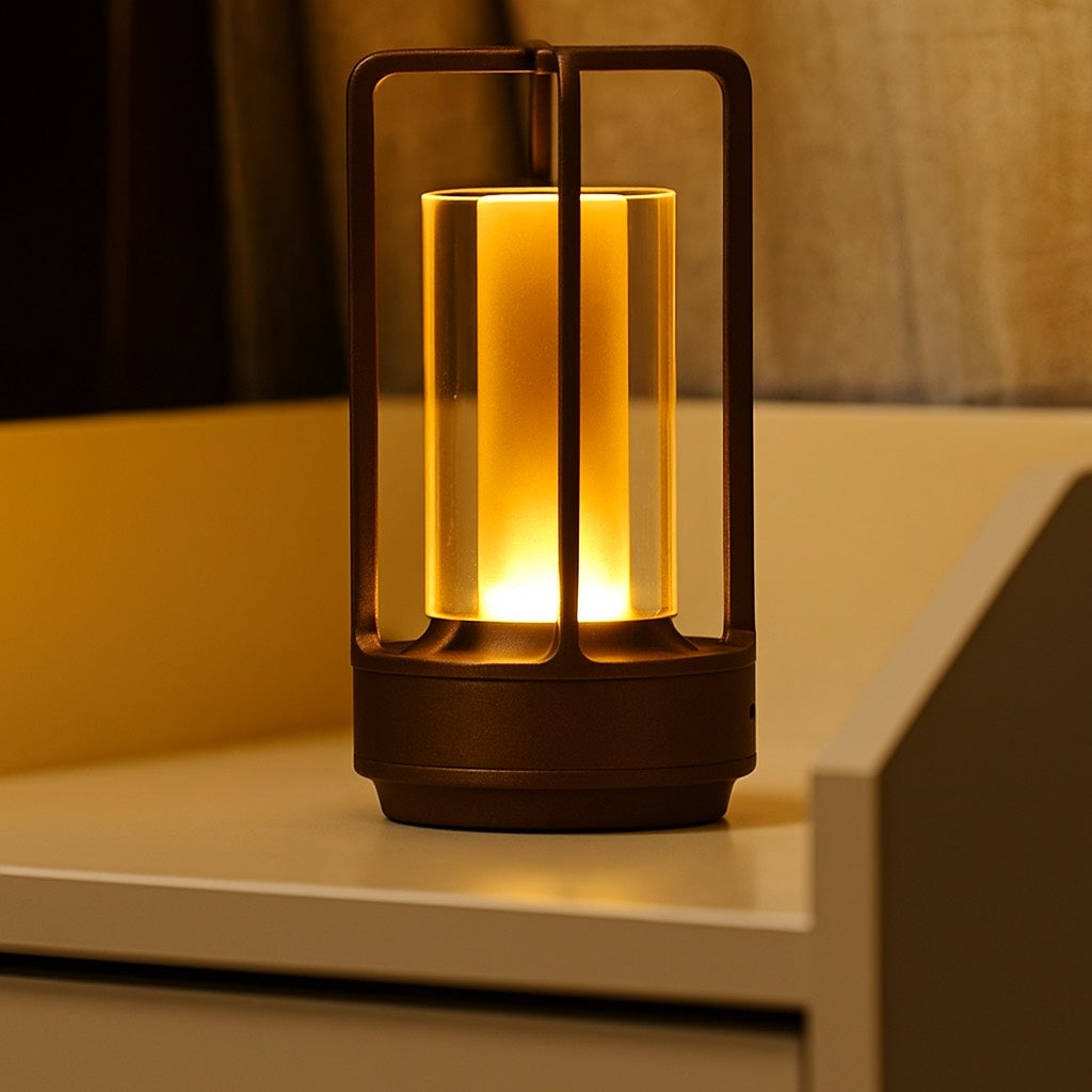 Modern Crystal Lantern  Table Lamp – Golden Frame LED Ambient Light for Bedroom