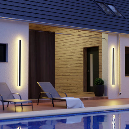 Linear LED Long Outdoor Wall Light – Minimalist Waterproof Exterior Wall Mount Lighting for Porch, Patio & Building Facade