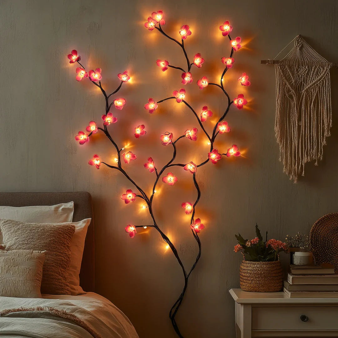 Remote-Controlled LED Decorative Floral Wall Lamp for Bedroom & Living Room