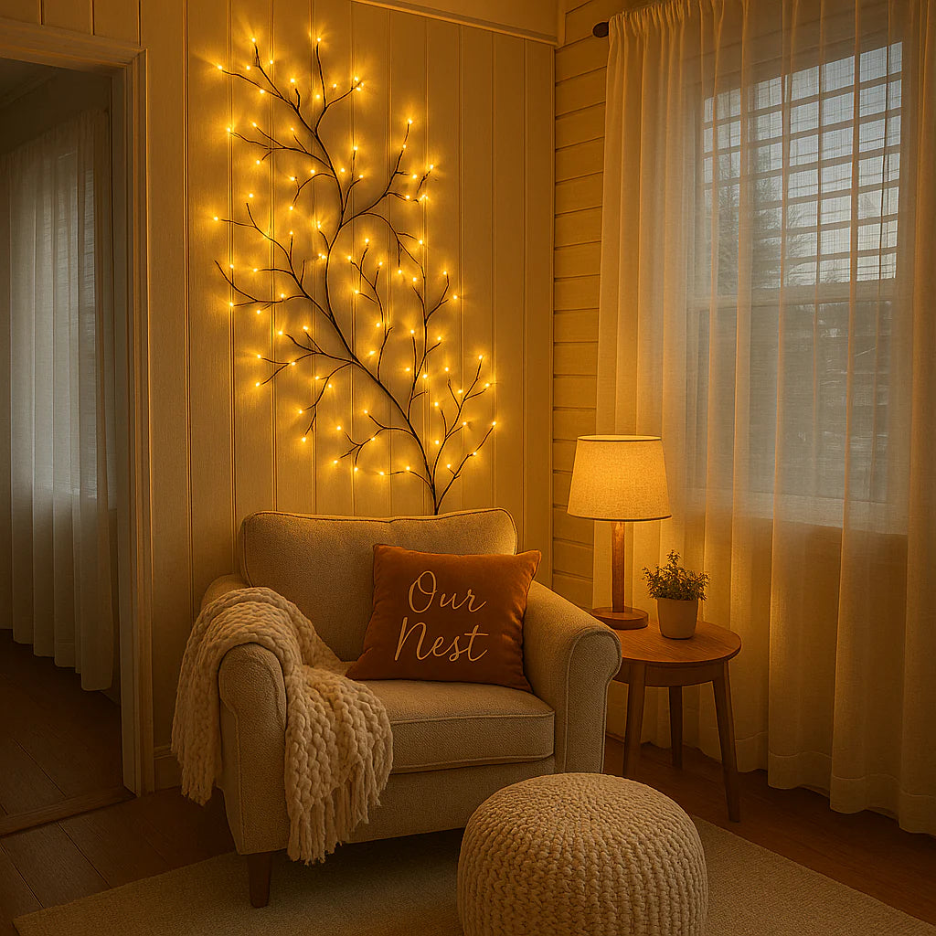 Remote-Controlled LED Decorative Floral Wall Lamp for Bedroom & Living Room