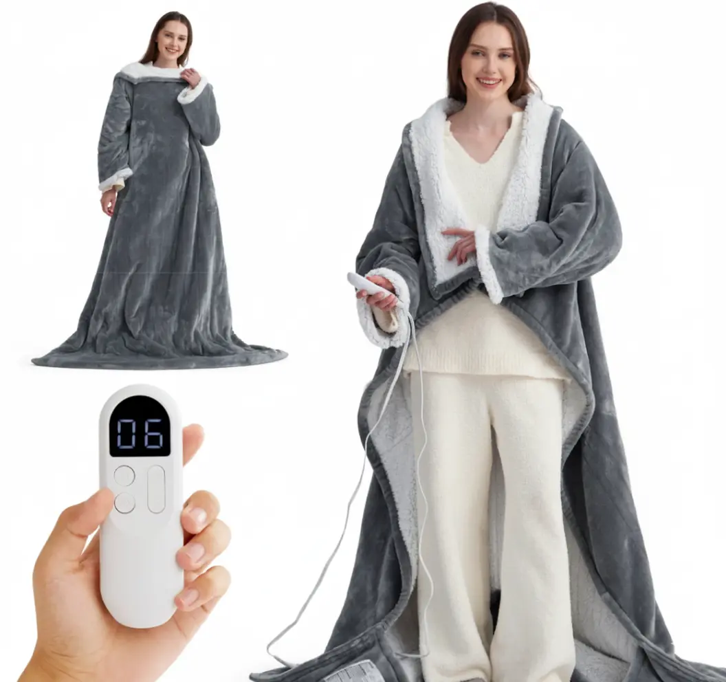 All Season Flannel Heating Blanket Wearable Sleeves venvolt