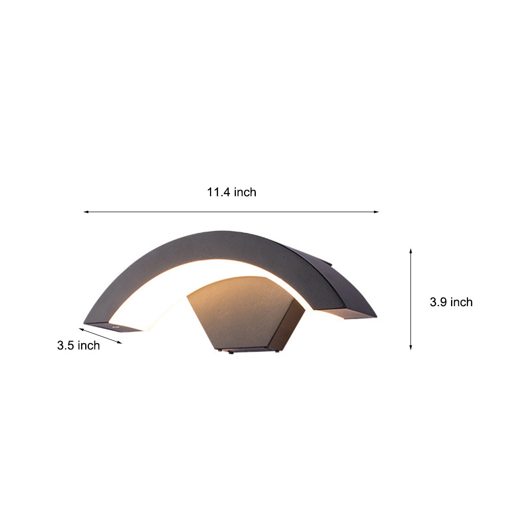 Classic Curved Glow LED Wall Light – Modern Outdoor Downlight Wall Mounted Sconce for Porch, Patio & Building Facade venvolt