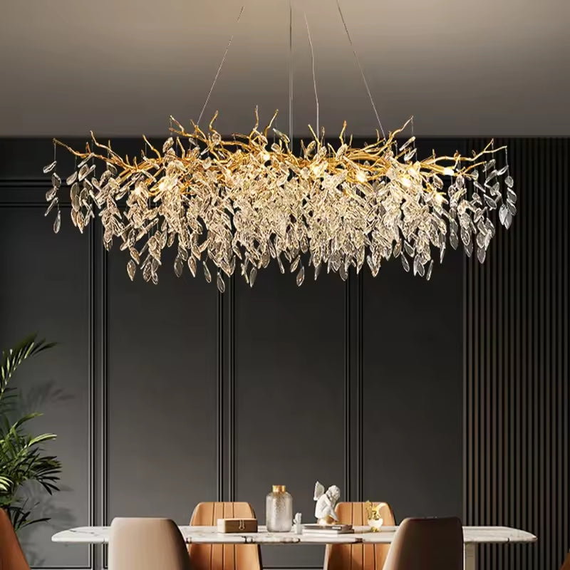 Adjustable Minimalist Aluminum & Crystal Pendant Light