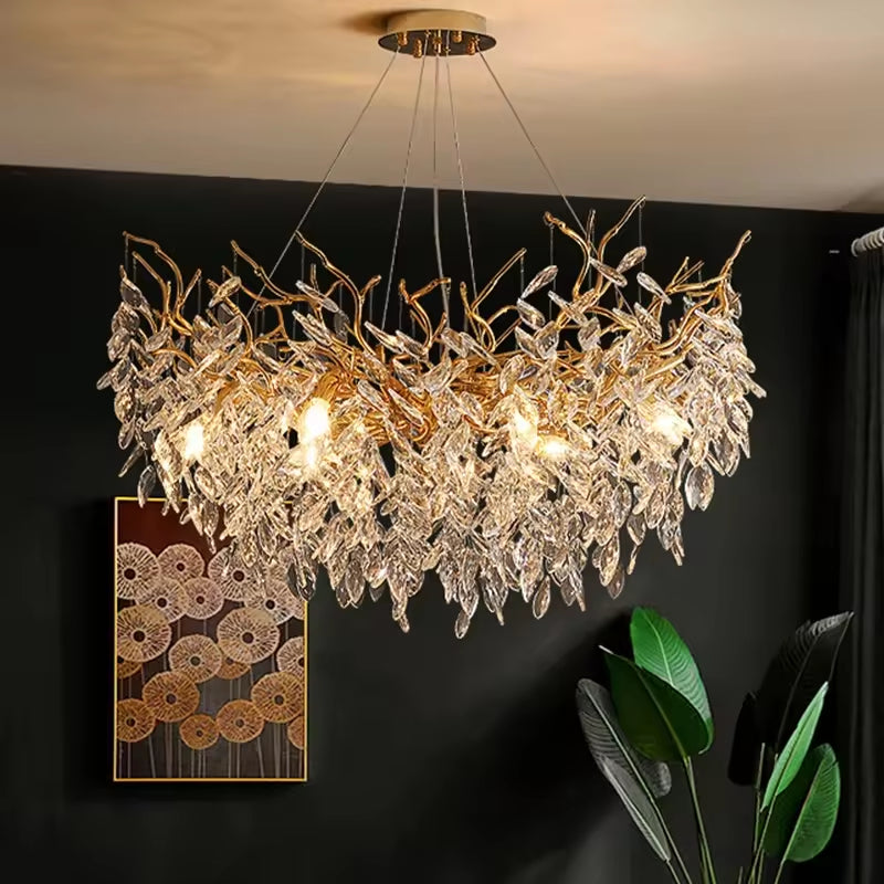 Adjustable Minimalist Aluminum & Crystal Pendant Light