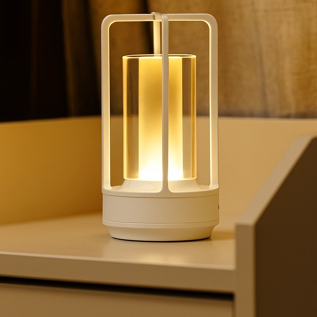 Modern Crystal Lantern  Table Lamp – Golden Frame LED Ambient Light for Bedroom