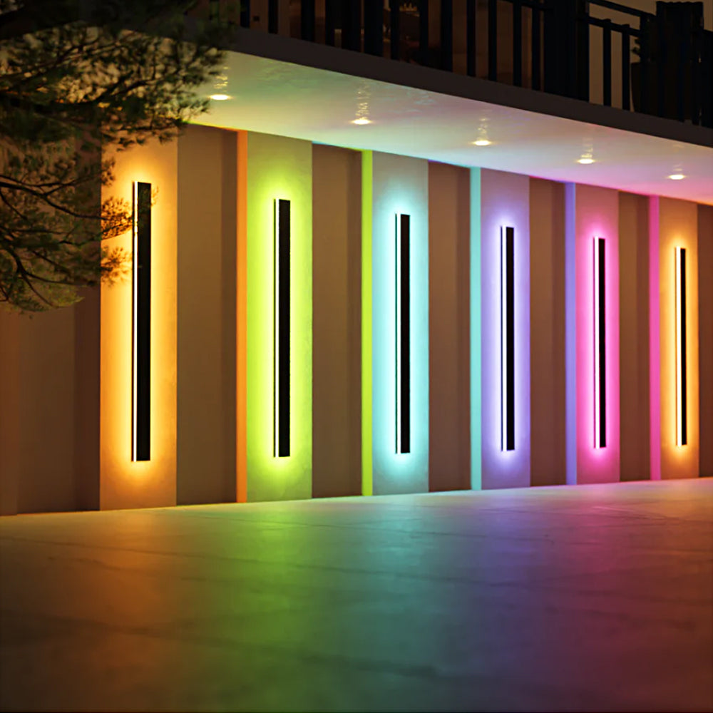 Linear LED Long Outdoor Wall Light – Minimalist Waterproof Exterior Wall Mount Lighting for Porch, Patio & Building Facade