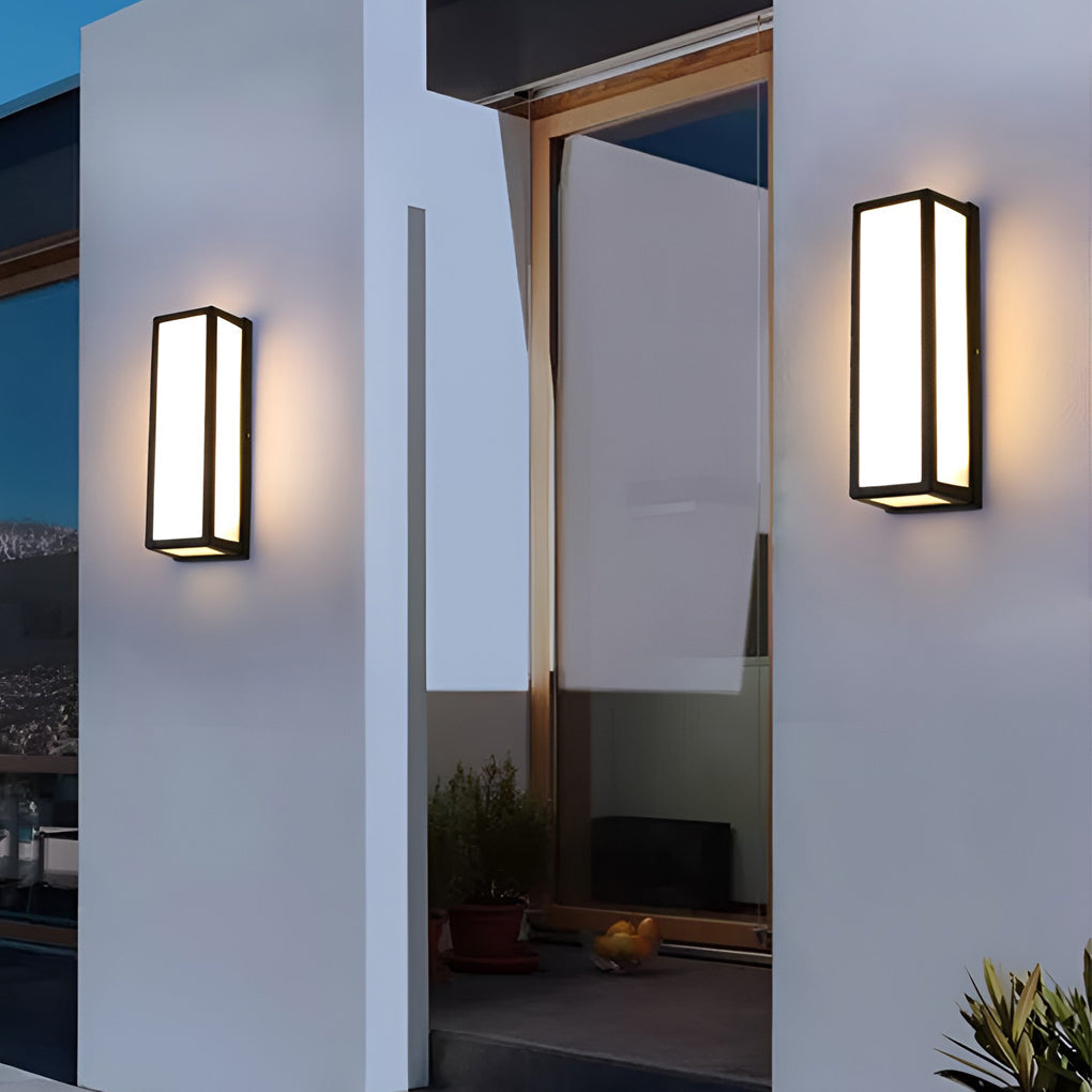 Rectangle LED Motion Sensor Wall Light – Modern Black Waterproof Outdoor Sconce Lighting for Porch, Garden & Garage