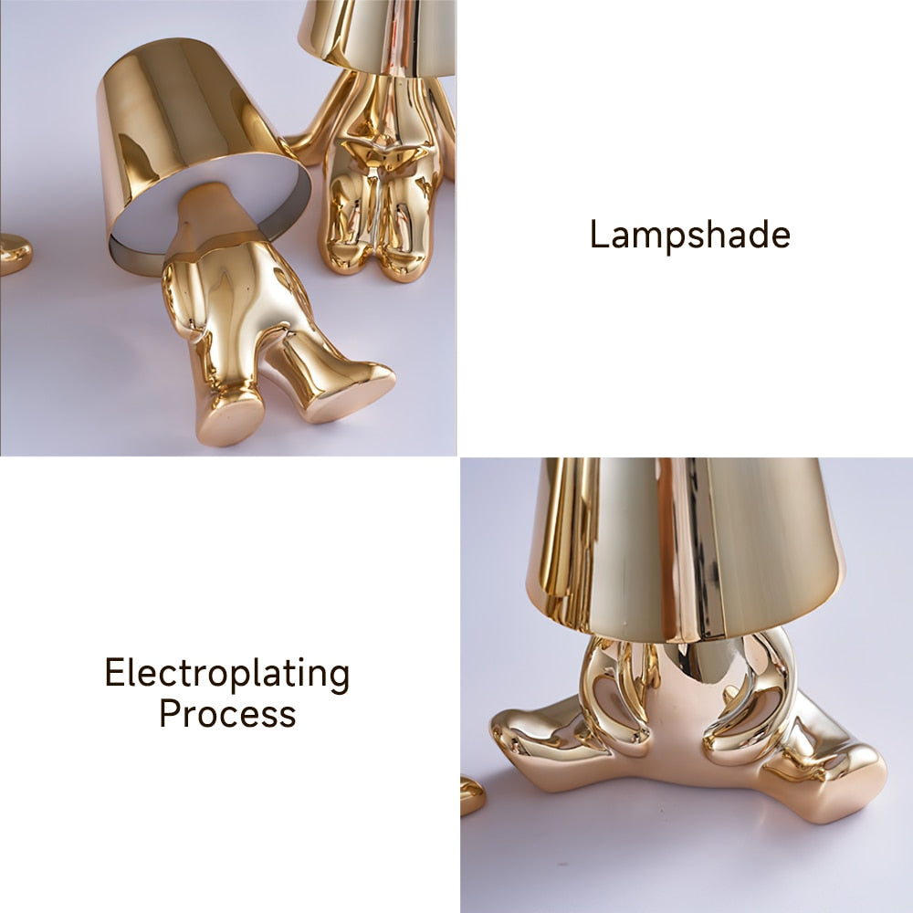 Statuette LED Aluminum Table Lamp – 3-Color Touch Control Rechargeable Desk Light