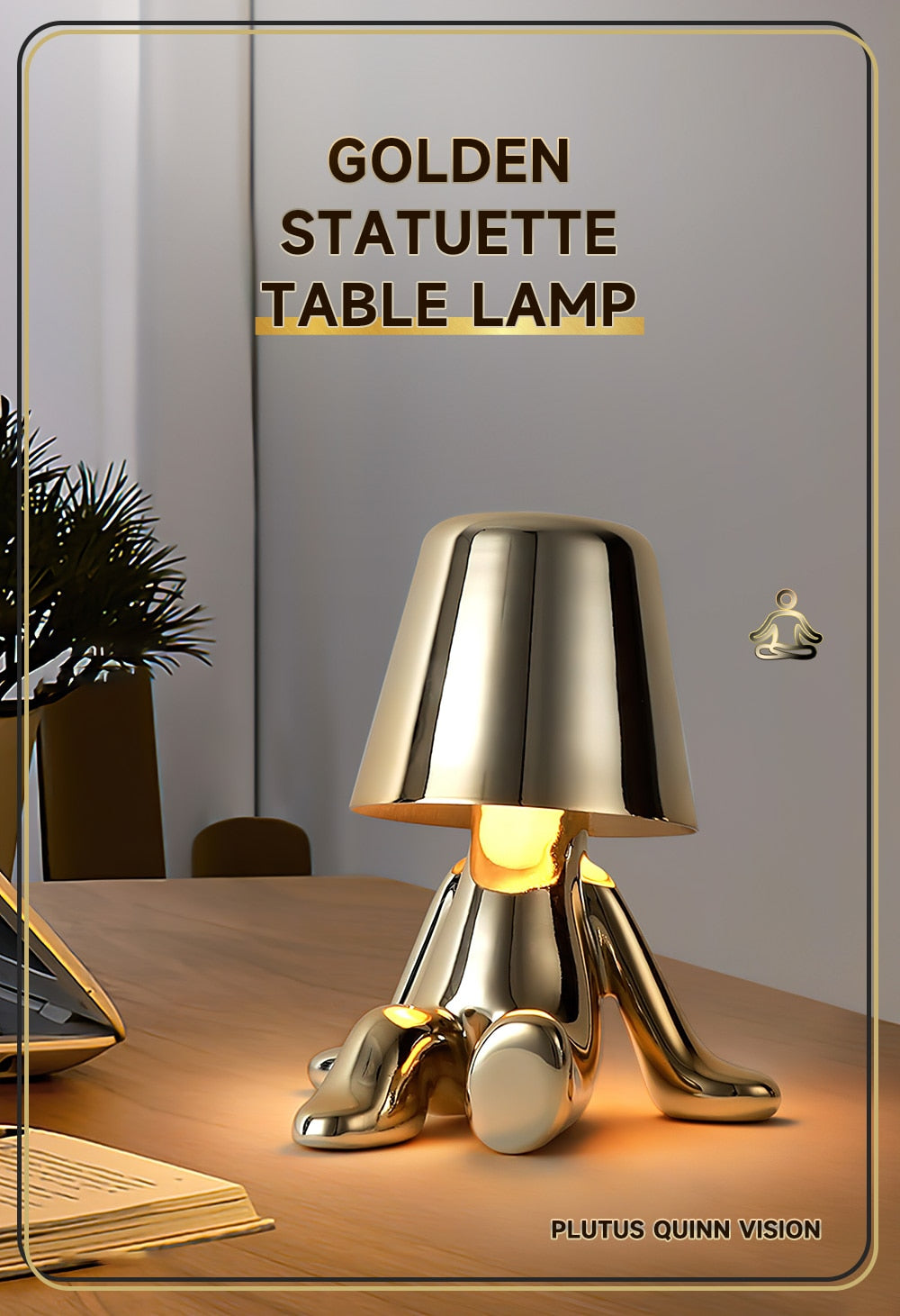 Statuette LED Aluminum Table Lamp – 3-Color Touch Control Rechargeable Desk Light