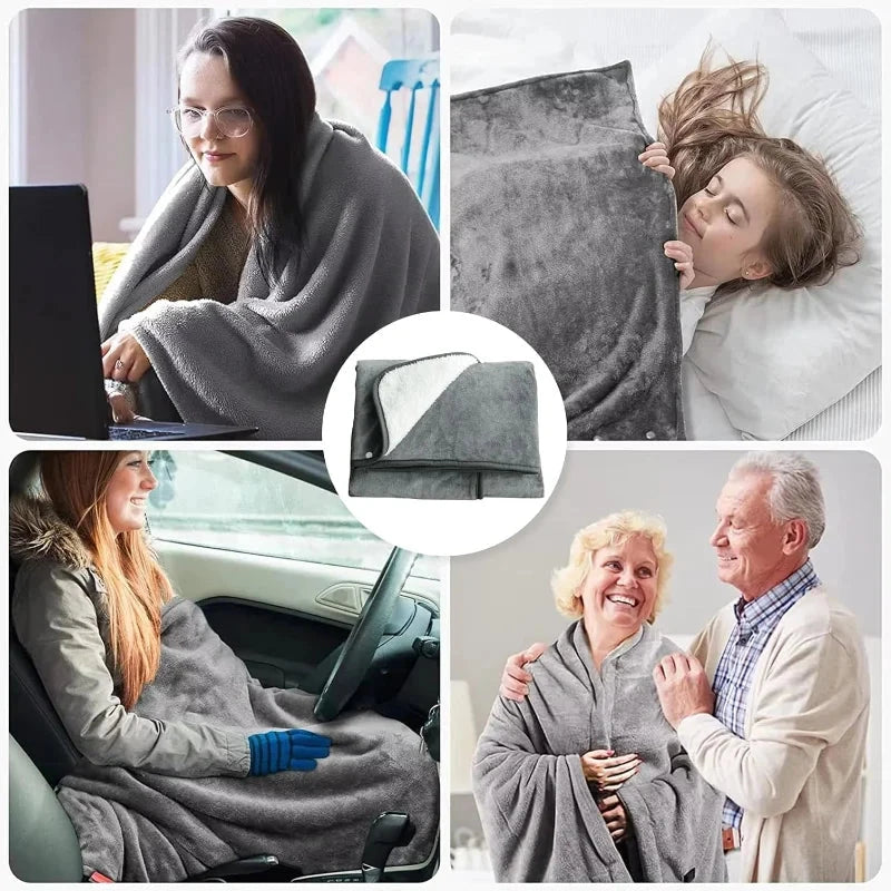 Heated Blanket, Battery Operated PortableElectric Heated Shawl 3 Heated Level Throw Blanket 5v USB Charging - 8 Heated Areas Fast Heating venvolt