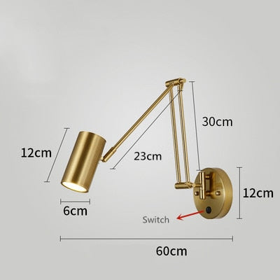 Adjustable Swing Long Arm LED Wall Lamp for Bedroom, Reading & Interior Decor