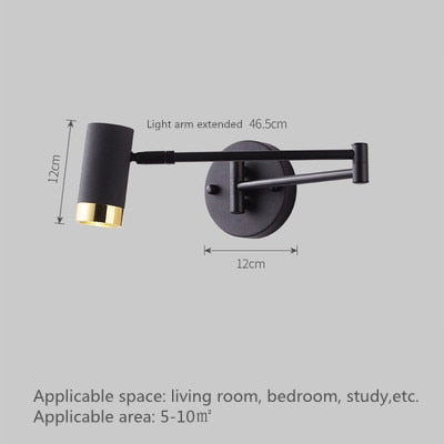 Adjustable Swing Long Arm LED Wall Lamp for Bedroom, Reading & Interior Decor
