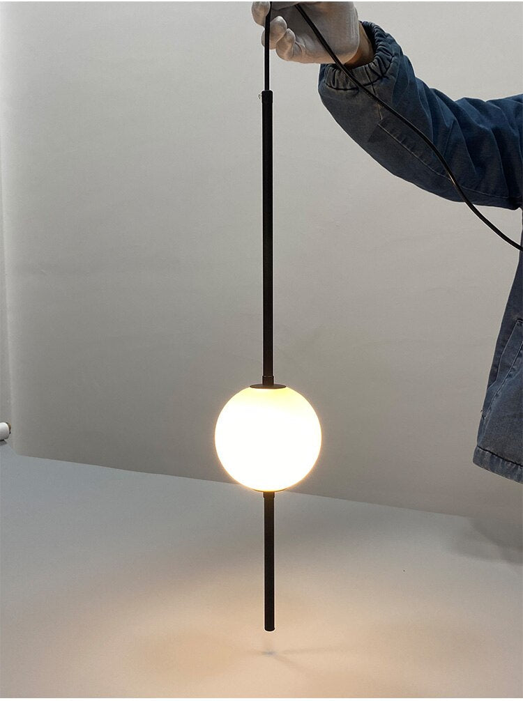 Modern Nickel-Plated LED Hanging Lamp with Adjustable Cord