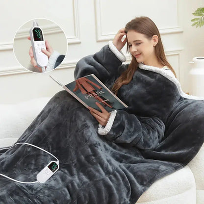All Season Flannel Heating Blanket Wearable Sleeves venvolt