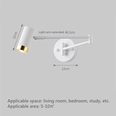 Adjustable Swing Long Arm LED Wall Lamp for Bedroom, Reading & Interior Decor