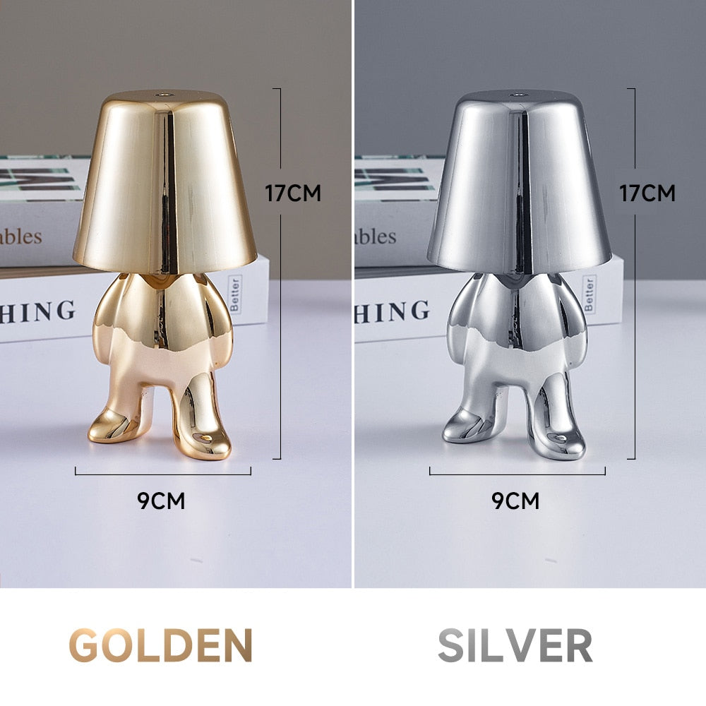 Statuette LED Aluminum Table Lamp – 3-Color Touch Control Rechargeable Desk Light