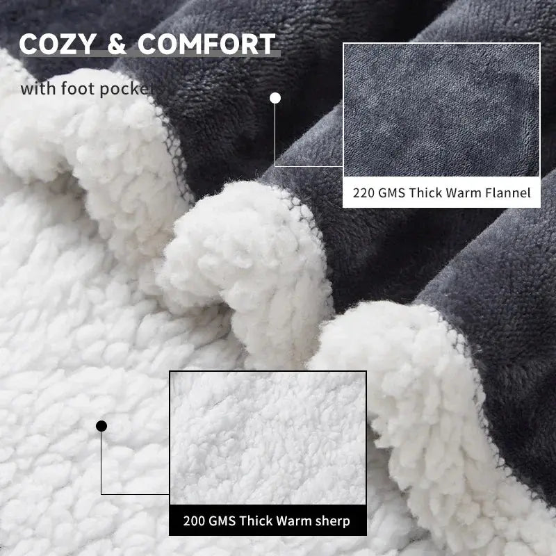 All Season Flannel Heating Blanket Wearable Sleeves venvolt