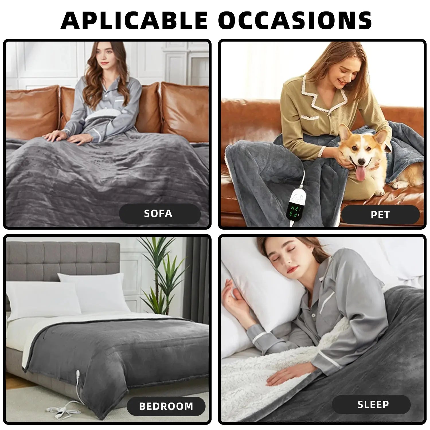 Heated Blanket-Electric Blanket,Soft Heated Throw Blanket with 6 Heating Levels venvolt