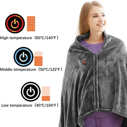 Heated Blanket, Battery Operated PortableElectric Heated Shawl 3 Heated Level Throw Blanket 5v USB Charging - 8 Heated Areas Fast Heating venvolt