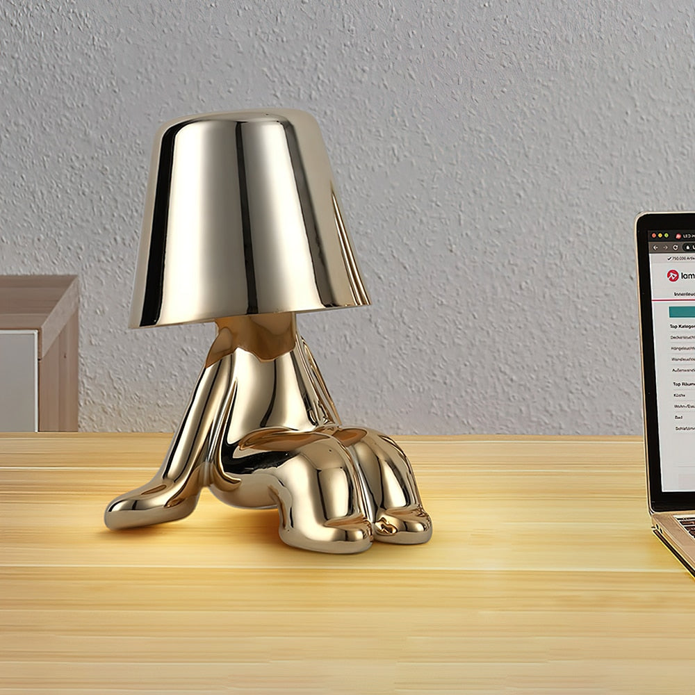 Statuette LED Aluminum Table Lamp – 3-Color Touch Control Rechargeable Desk Light