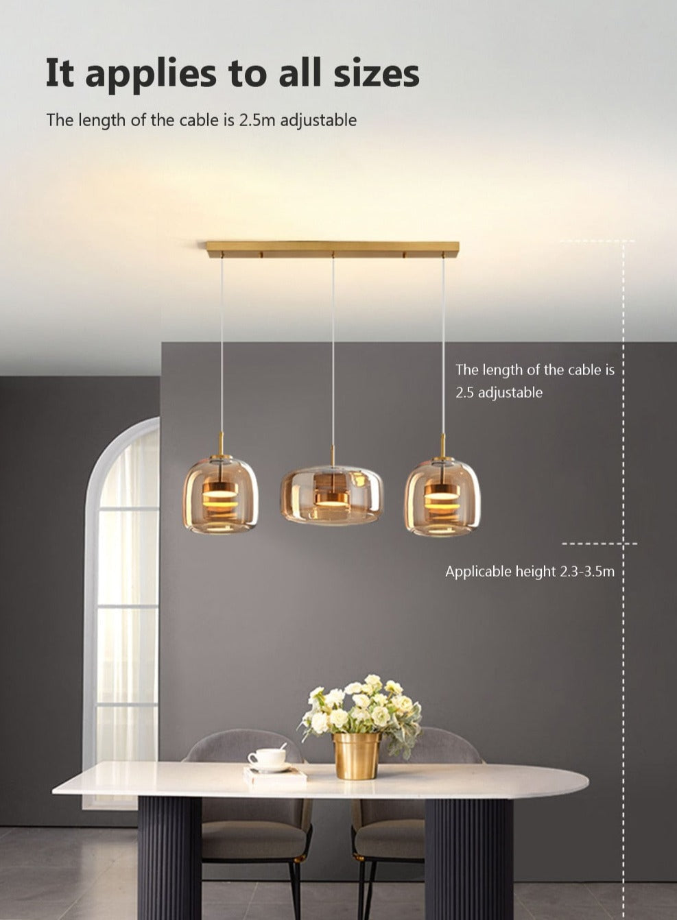 Modern LED Hanging Lamp with Iron Finish for Dining Room, Kitchen & Bedroom