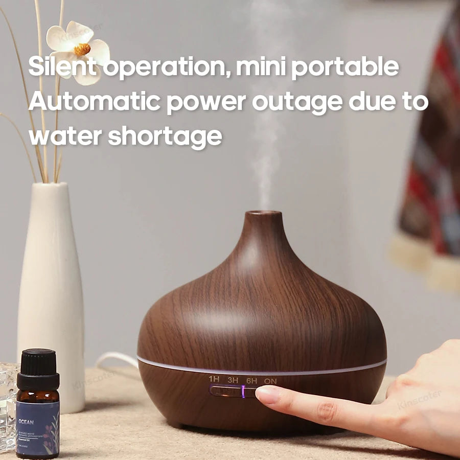 MistHaven Wood Grain Humidifier- 300 ML Ultrasonic Technology Aromatherapy Diffuser