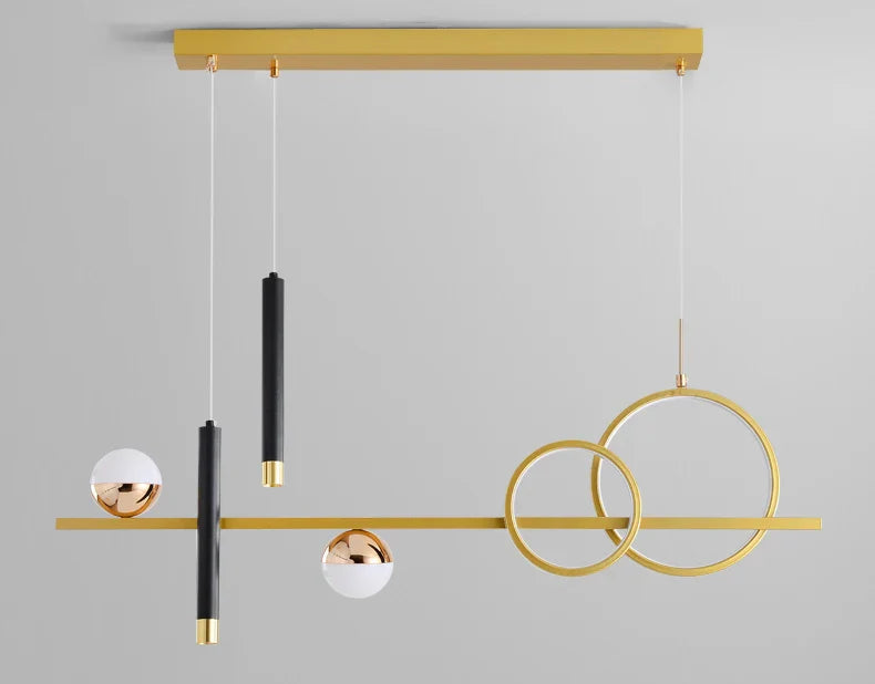 Modern Minimalist LED Pendant Light – 4-Head Adjustable Hanging Lamp with Remote Control