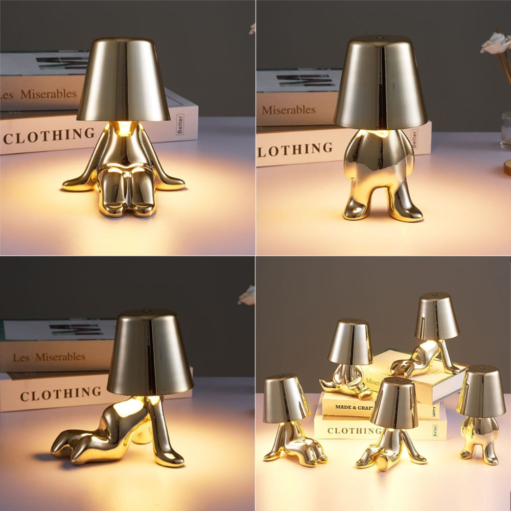 Statuette LED Aluminum Table Lamp – 3-Color Touch Control Rechargeable Desk Light