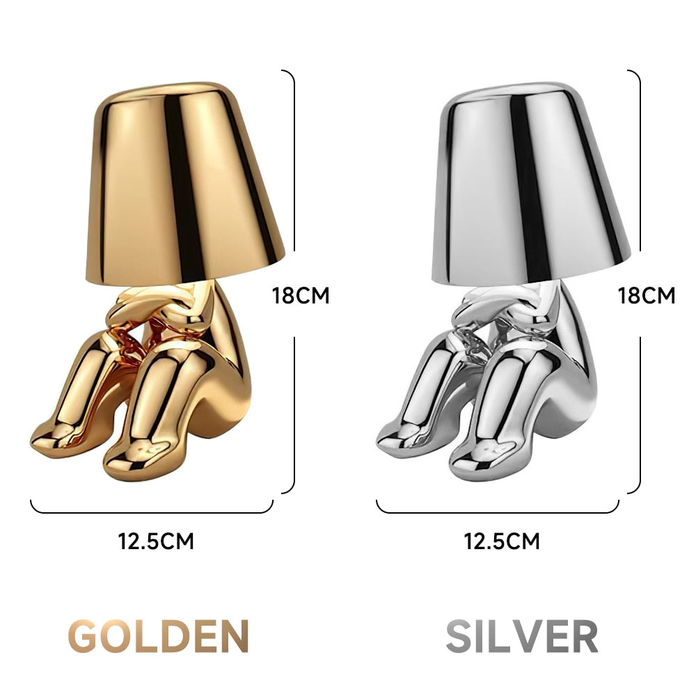 Statuette LED Aluminum Table Lamp – 3-Color Touch Control Rechargeable Desk Light