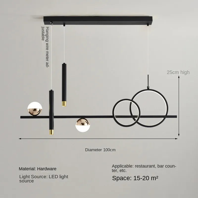Modern Minimalist LED Pendant Light – 4-Head Adjustable Hanging Lamp with Remote Control