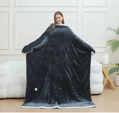 All Season Flannel Heating Blanket Wearable Sleeves venvolt
