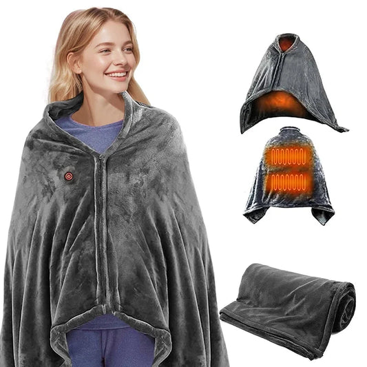 Heated Blanket, Battery Operated PortableElectric Heated Shawl 3 Heated Level Throw Blanket 5v USB Charging - 8 Heated Areas Fast Heating venvolt