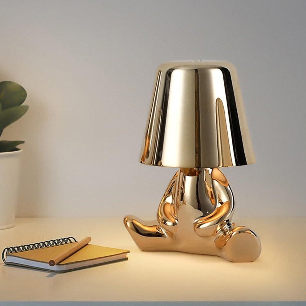 Statuette LED Aluminum Table Lamp – 3-Color Touch Control Rechargeable Desk Light