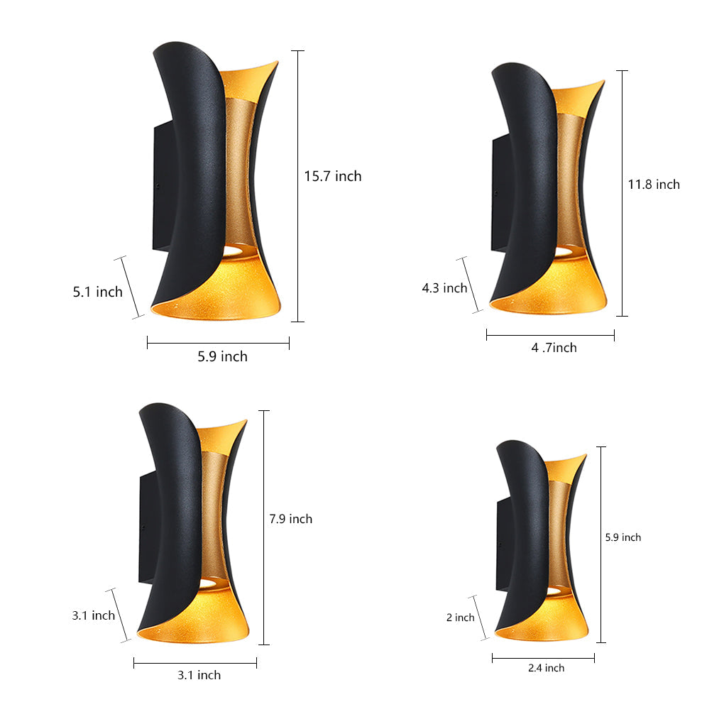 Curved LED Up and Down Wall Light – Waterproof Modern Outdoor Lighting for Home, Porch & Building Facade venvolt