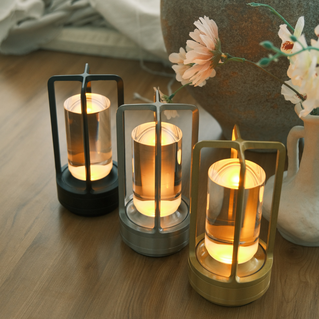 Modern Crystal Lantern  Table Lamp – Golden Frame LED Ambient Light for Bedroom