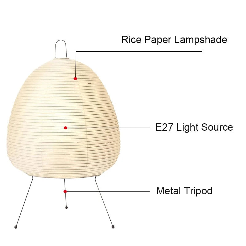 Noguchi Style Akari Lamp – Modern Japanese Paper Lantern Floor Light, Minimalist Handmade Lighting