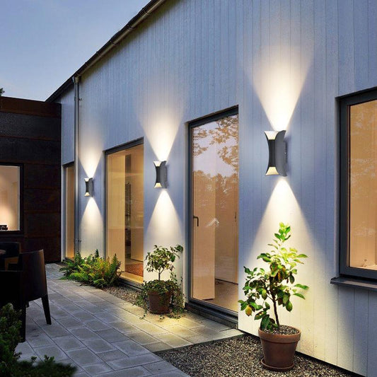 Curved LED Up & Down Wall Lights – Waterproof Modern Outdoor Lighting for Home & Building Facades