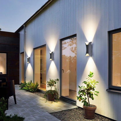 Curved LED Up & Down Wall Lights – Waterproof Modern Outdoor Lighting for Home & Building Facades