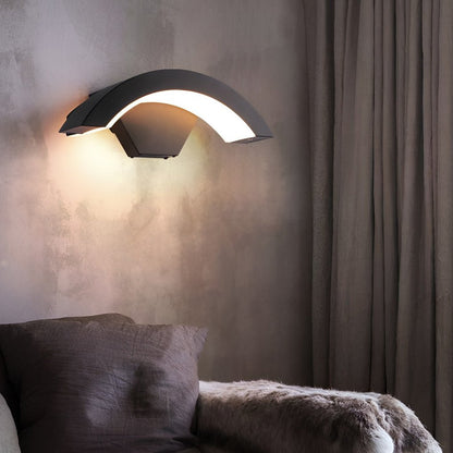 Classic Curved Glow LED Wall Light – Modern Outdoor Downlight Wall Mounted Sconce for Porch, Patio & Building Facade