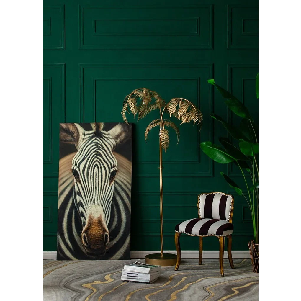 Golden Palm Tree Floor Lamp – Luxurious Gold Foil Statement Lighting for Living Room & Bedroom Décor