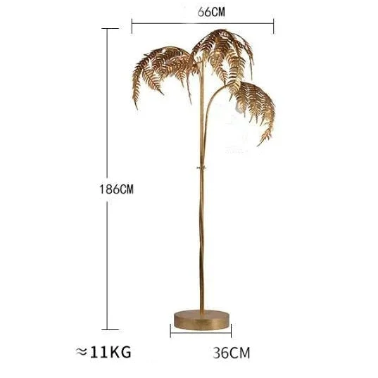 Golden Palm Tree Floor Lamp – Luxurious Gold Foil Statement Lighting for Living Room & Bedroom Décor