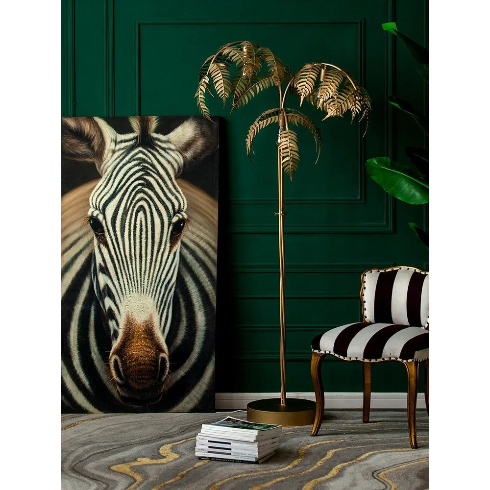 Golden Palm Tree Floor Lamp – Luxurious Gold Foil Statement Lighting for Living Room & Bedroom Décor