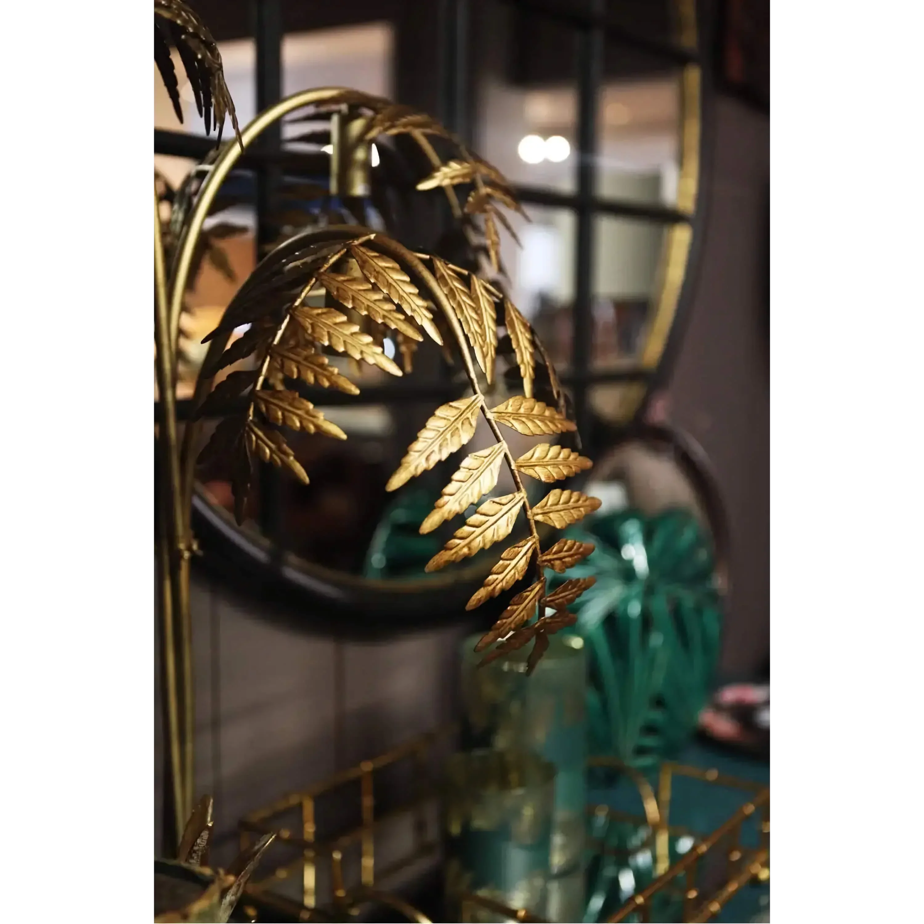 Golden Palm Tree Floor Lamp – Luxurious Gold Foil Statement Lighting for Living Room & Bedroom Décor