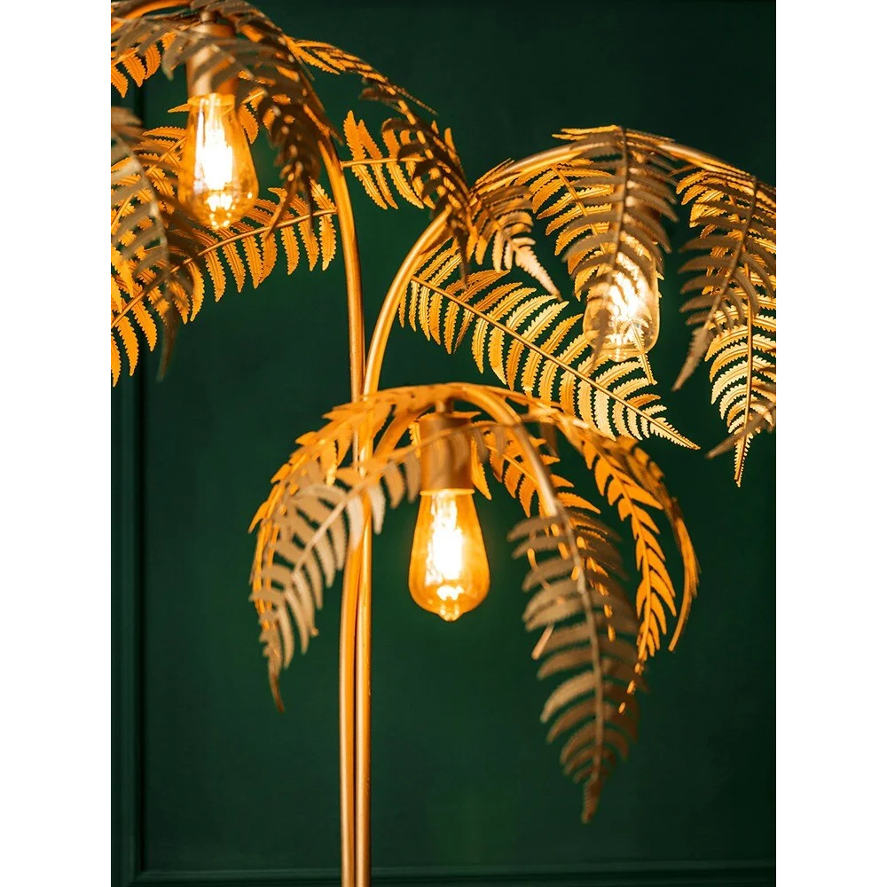 Golden Palm Tree Floor Lamp – Luxurious Gold Foil Statement Lighting for Living Room & Bedroom Décor