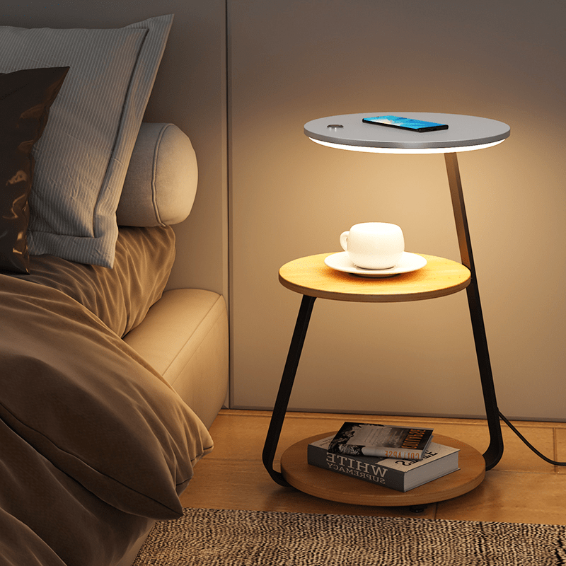Smart Wood & Metal Bedside Table