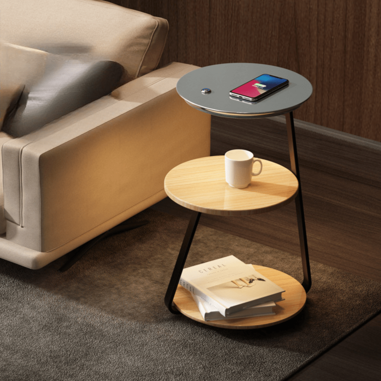 Smart Wood & Metal Bedside Table