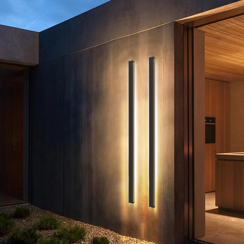 Long LED Linear Wall Lights – Dimmable RGB Modern Black Minimalist Lighting for Home, Hallway & Living Room Decor