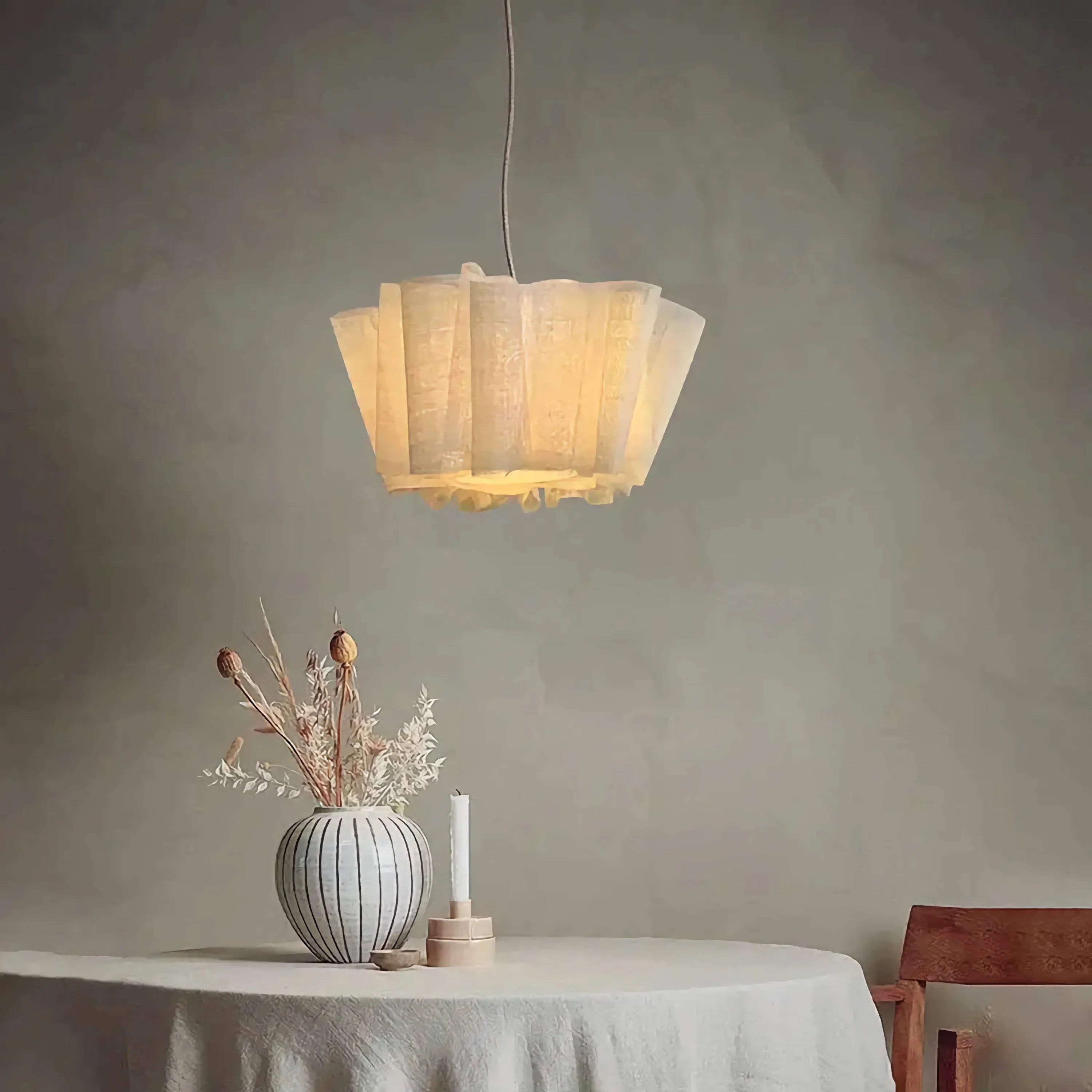 Minimalist Pendant Light – Handmade Natural Lampshade for Modern Living and Dining Room