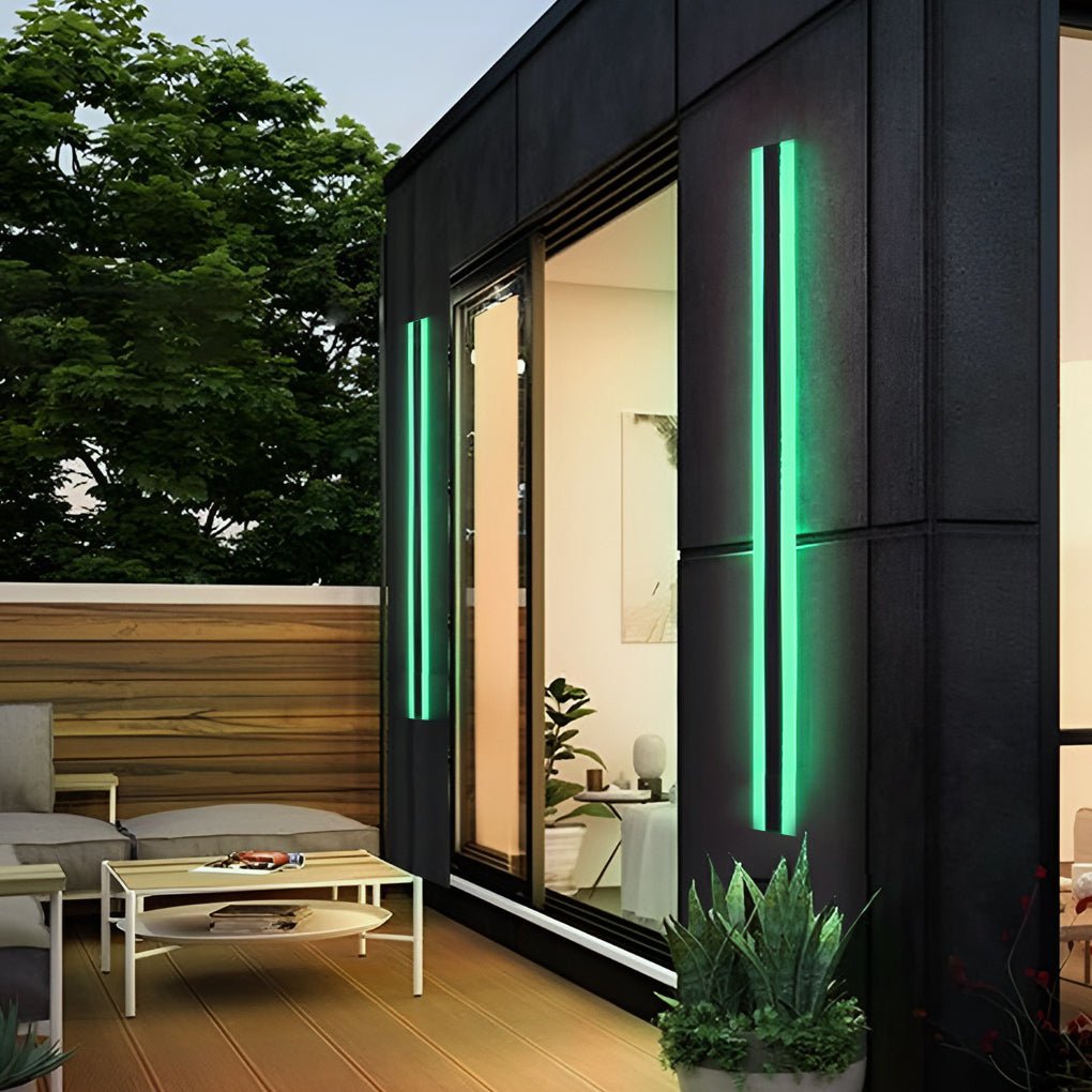 Linear LED Long Outdoor Wall Light – Minimalist Waterproof Exterior Wall Mount Lighting for Porch, Patio & Building Facade